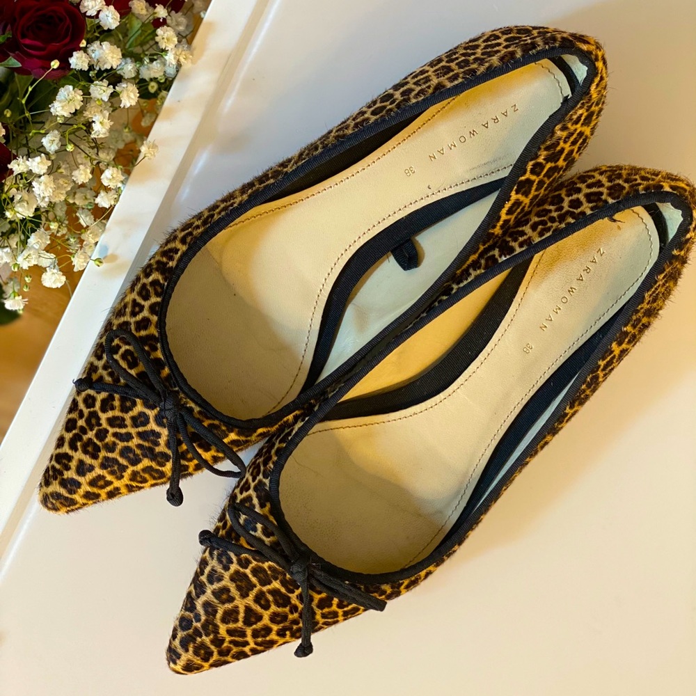 Zara leather leopard shoes